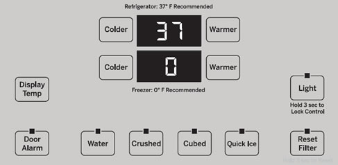 GE profile嵌入式双开门冰箱温度设置说明